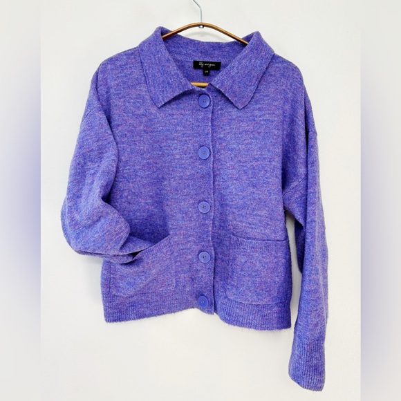 Purple Women's Cardigan Sweater - Picture 2 of 3